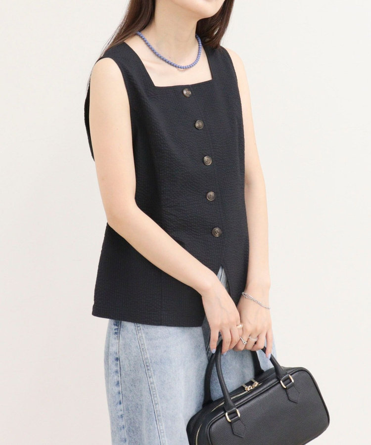 ［WEB限定 SPECIAL SALE！］《セットアップ対応》ギンガム/無地ジレブラウス