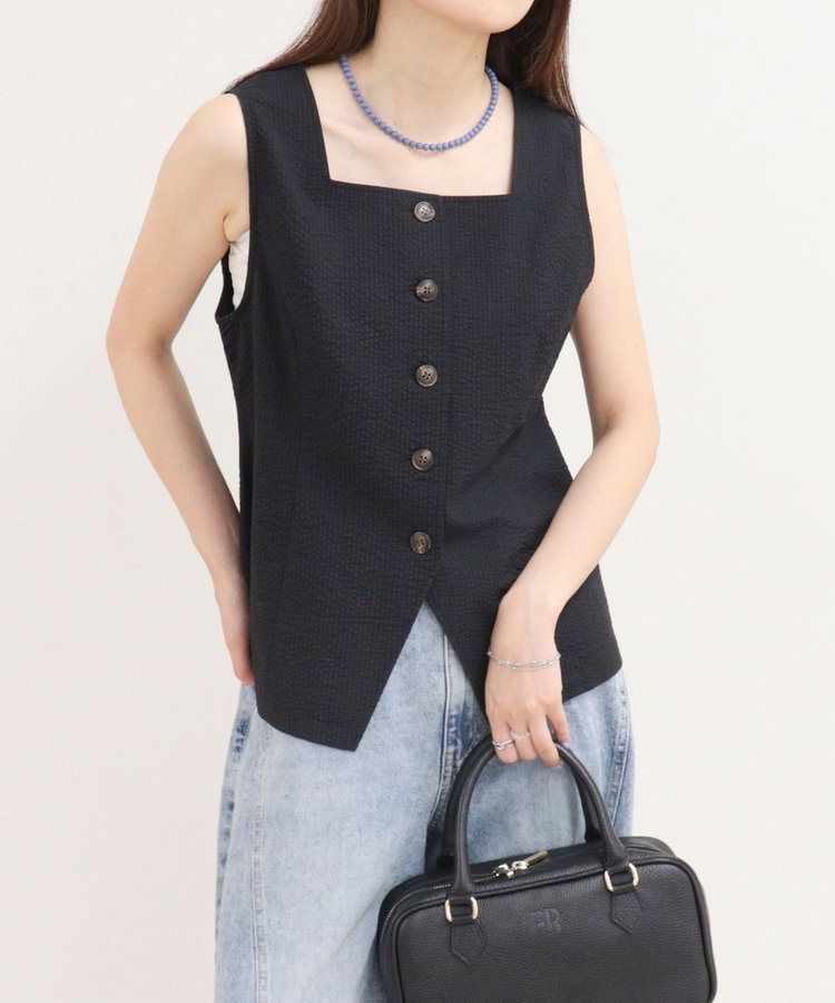 ［WEB限定 SPECIAL SALE！］《セットアップ対応》ギンガム/無地ジレブラウス