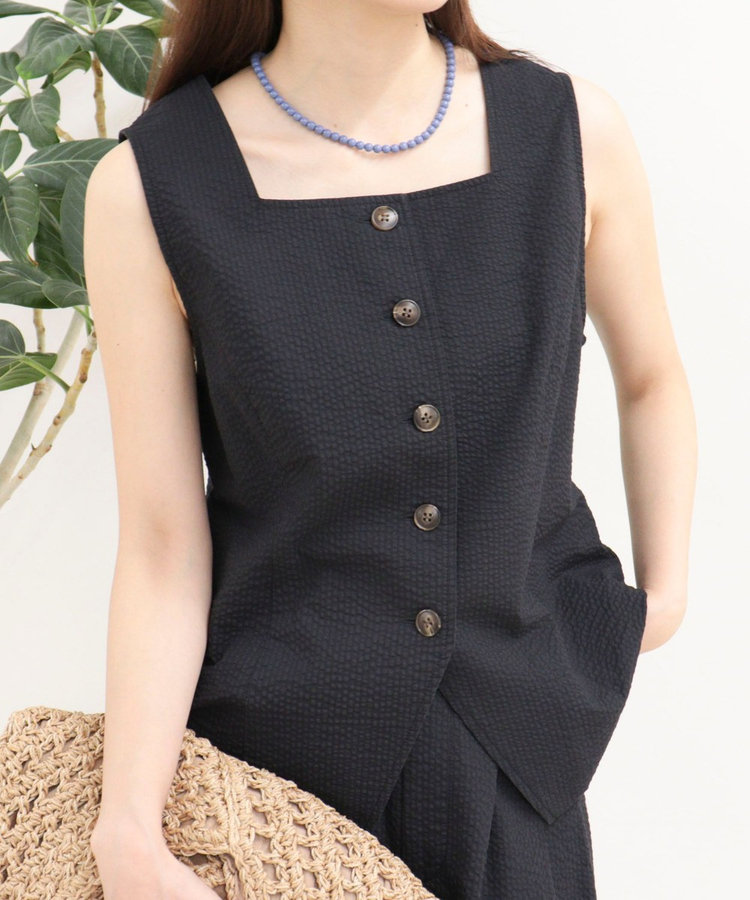 ［WEB限定 SPECIAL SALE！］《セットアップ対応》ギンガム/無地ジレブラウス