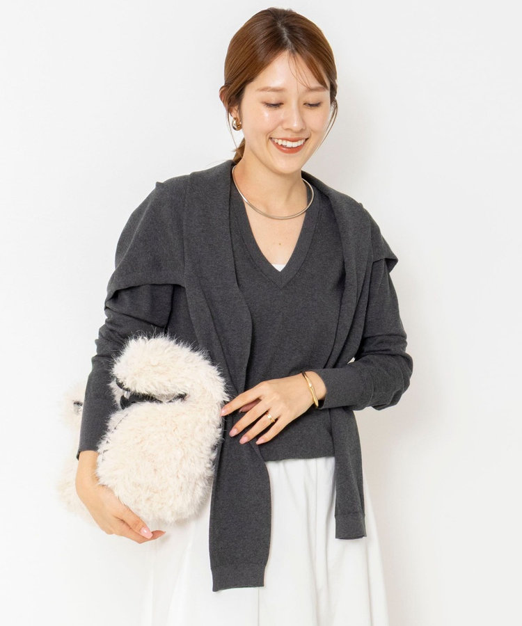 【 SHOP PRESS二見別注カラー】レイヤードピース付きVネックプルオーバー