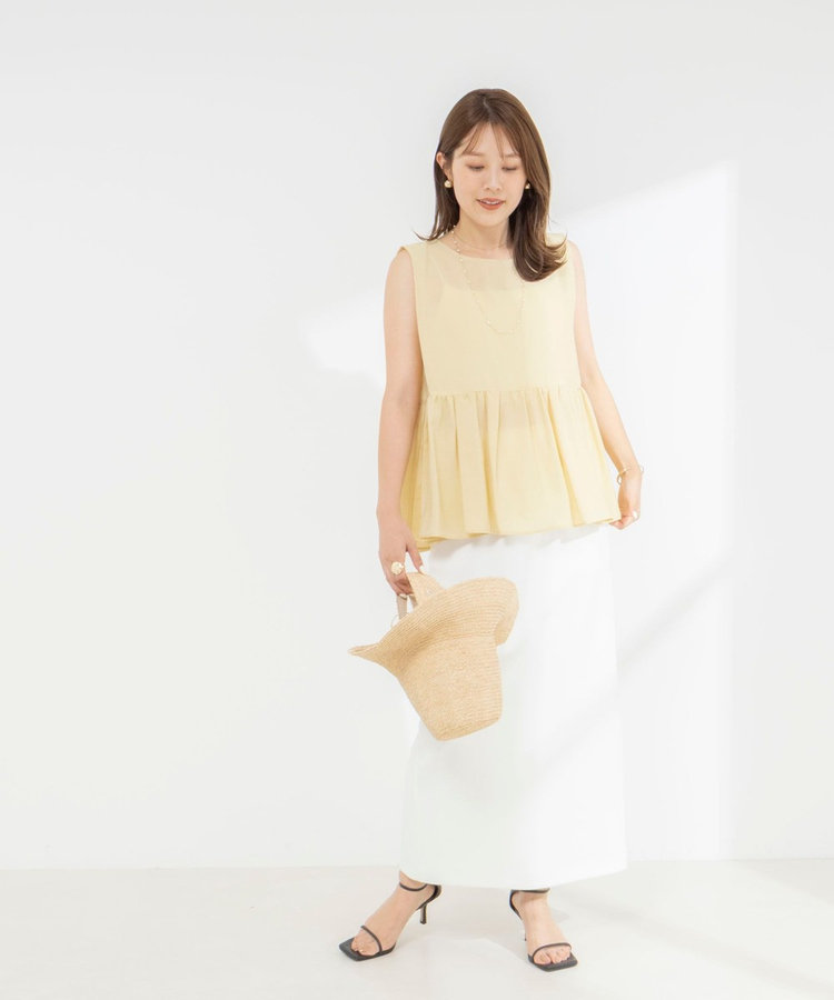 《接触冷感》【BECシリーズ】ウォッシャブルシアーノースリーブペプラムブラウス