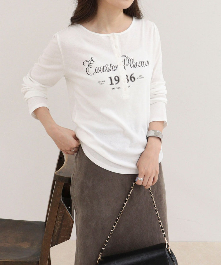 ヘンリーネックグラフィックロンTシャツ