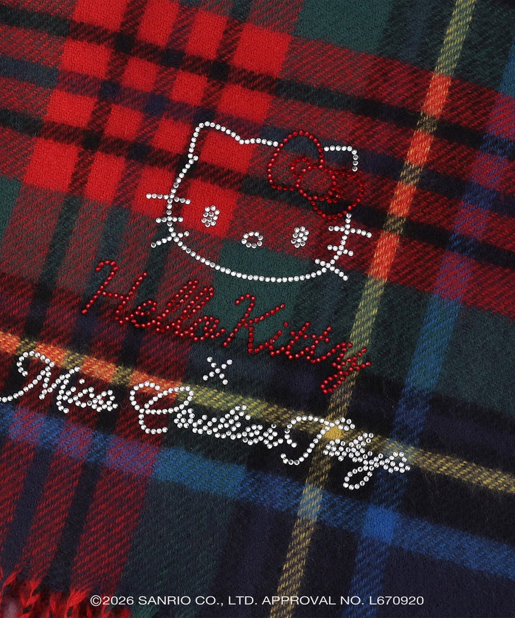 【コラボアイテム】HELLO KITTY×MICO COULIER　ラインストーン×チェックストール