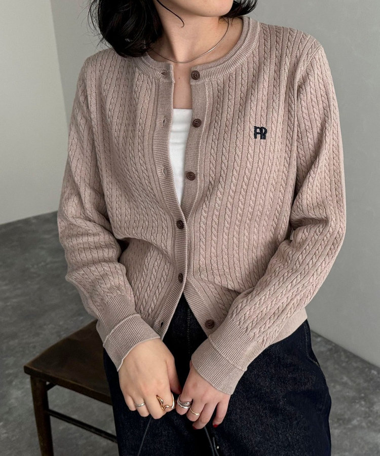 FR刺繍ミニケーブル柄カーディガン（5-0021-1-22-005）｜fredy