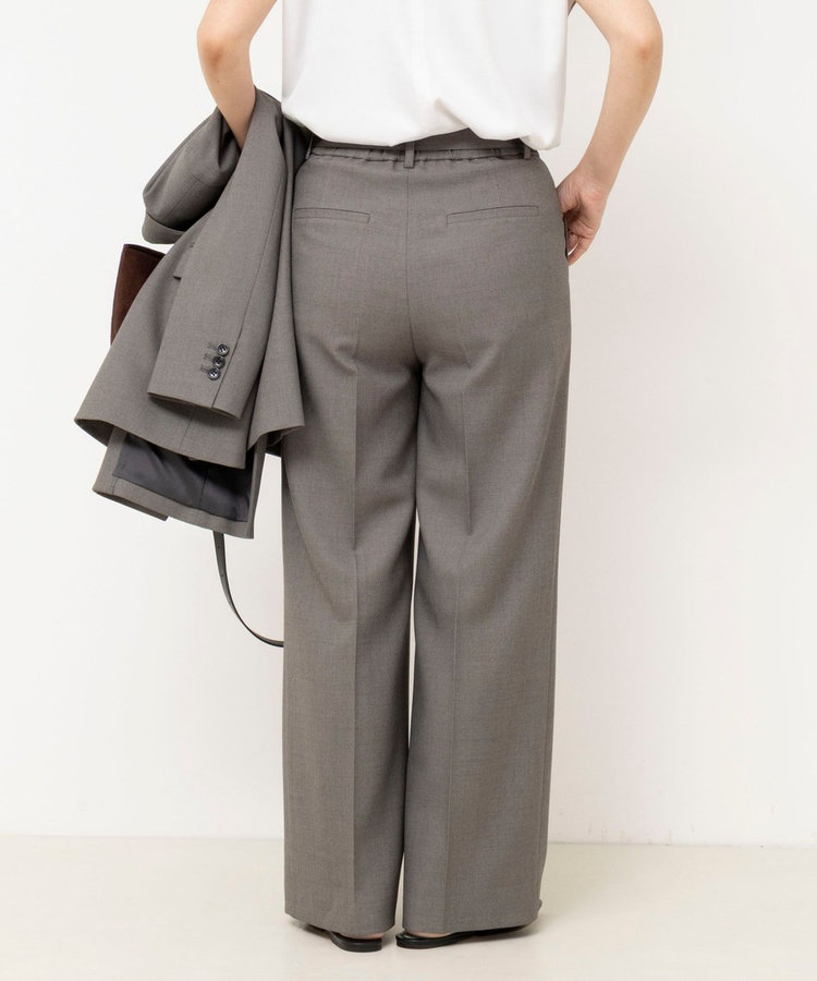 《セットアップ対応》ウォッシャブルドライシャークタックセミワイドパンツ