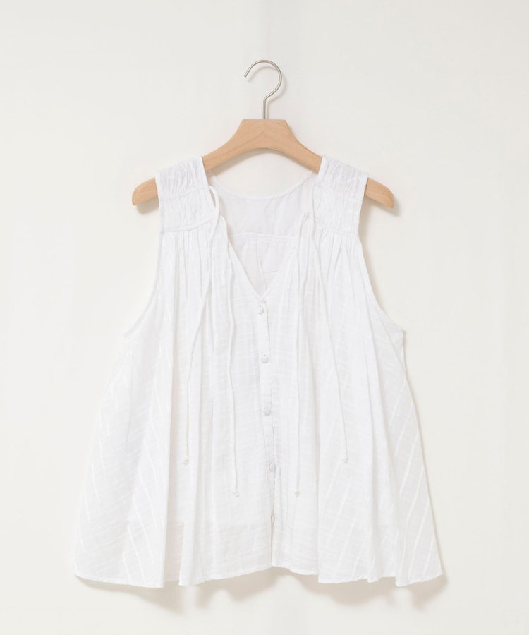 【MARILYN MOON/マリリーンムーン】sheer check 2way gathered blouse