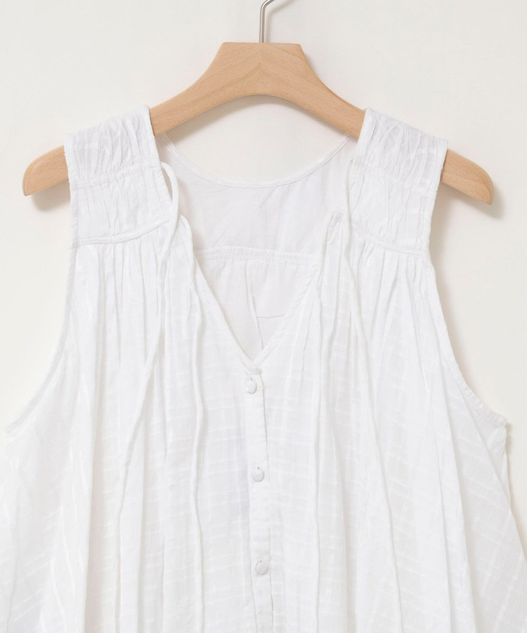 【MARILYN MOON/マリリーンムーン】sheer check 2way gathered blouse