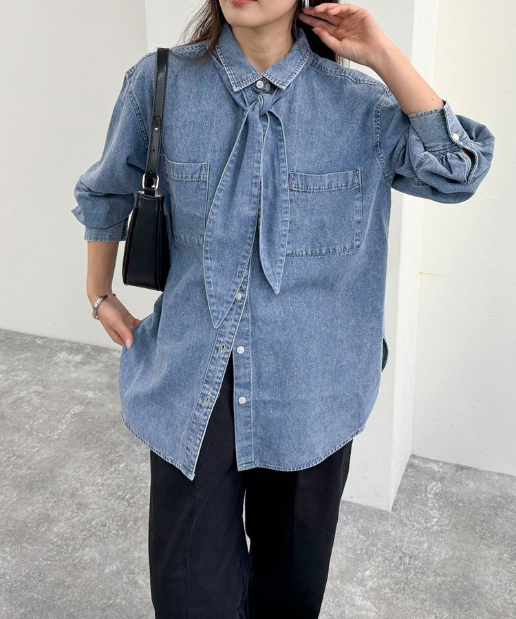 デニム2WAYボウタイシャツ（4-0021-5-21-014）｜fredy emue(フレディ