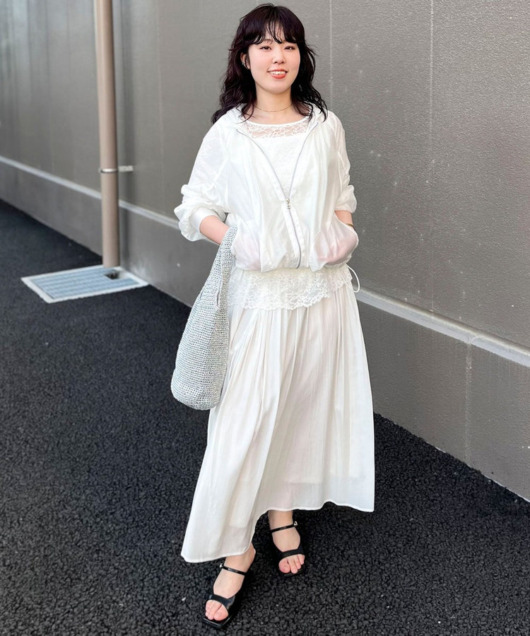オーガンジーグログランフードブルゾン