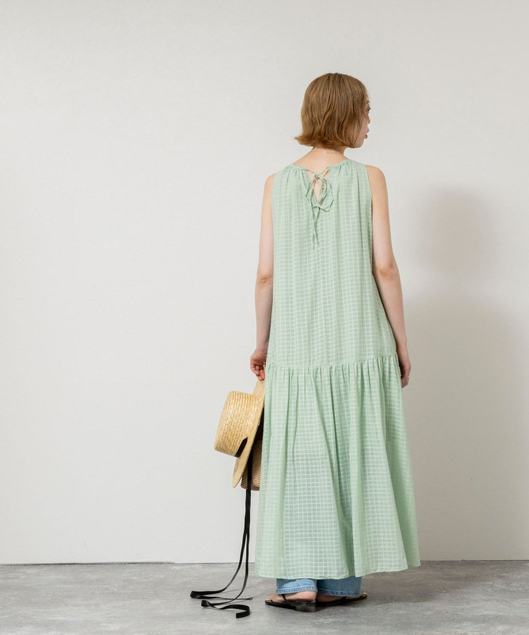 【WALANCE/ワランス】natural dye sheer cotton check gather dress