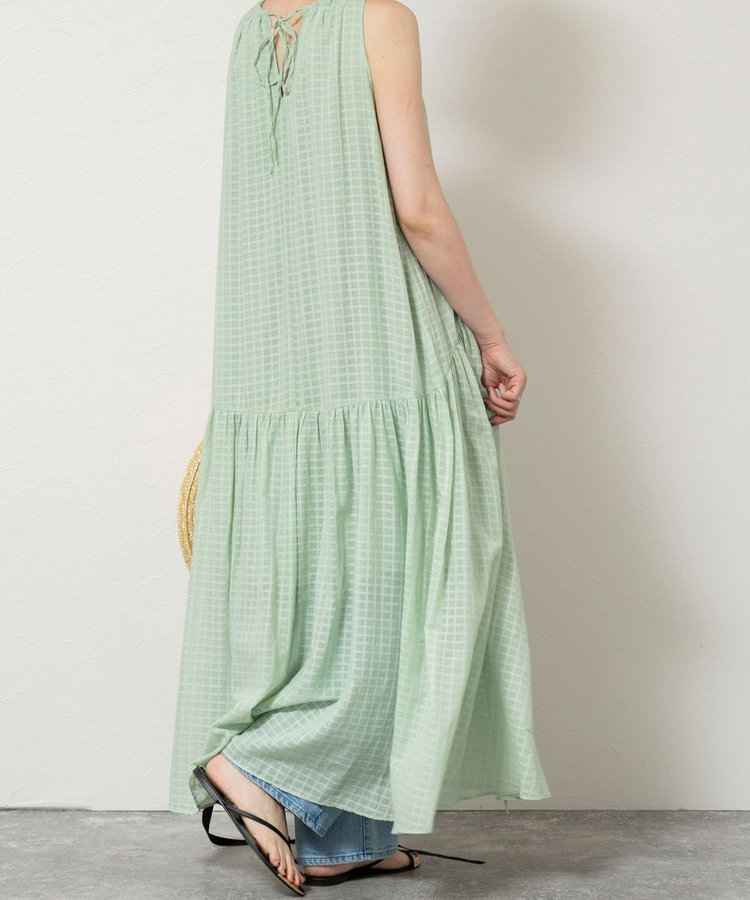 【WALANCE/ワランス】natural dye sheer cotton check gather dress
