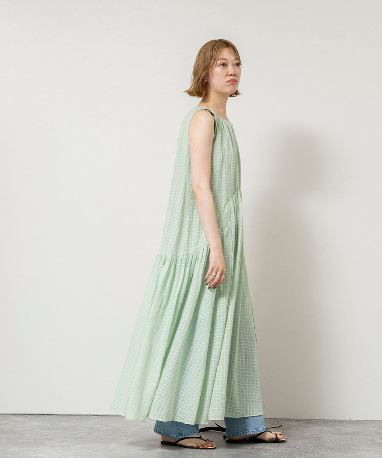【WALANCE/ワランス】natural dye sheer cotton check gather dress