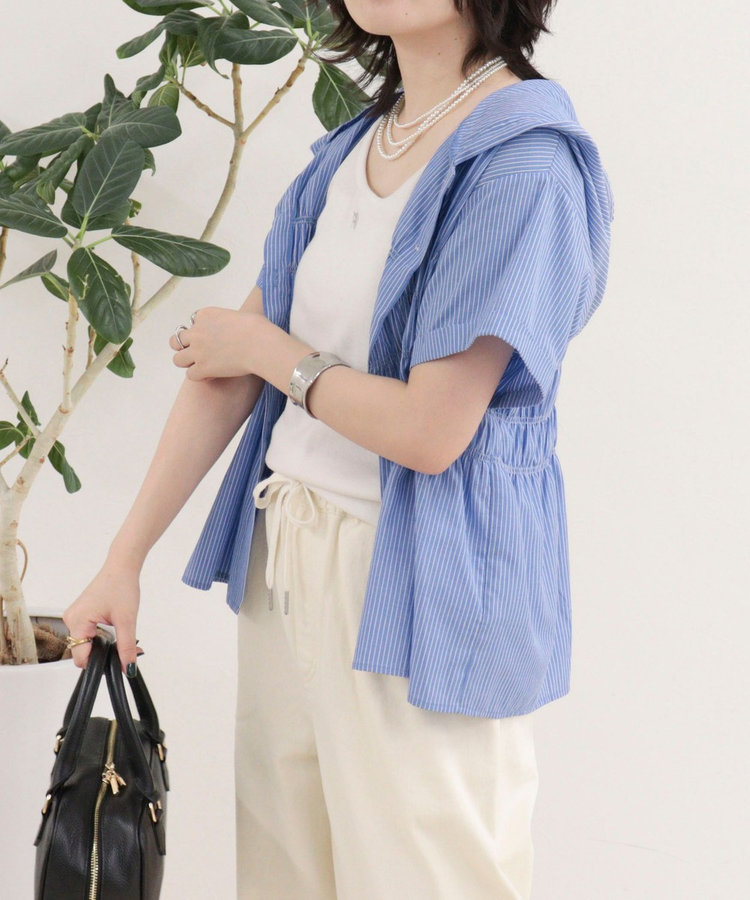 ［WEB限定 SPECIAL SALE！］シャーリングフーディシャツブラウス