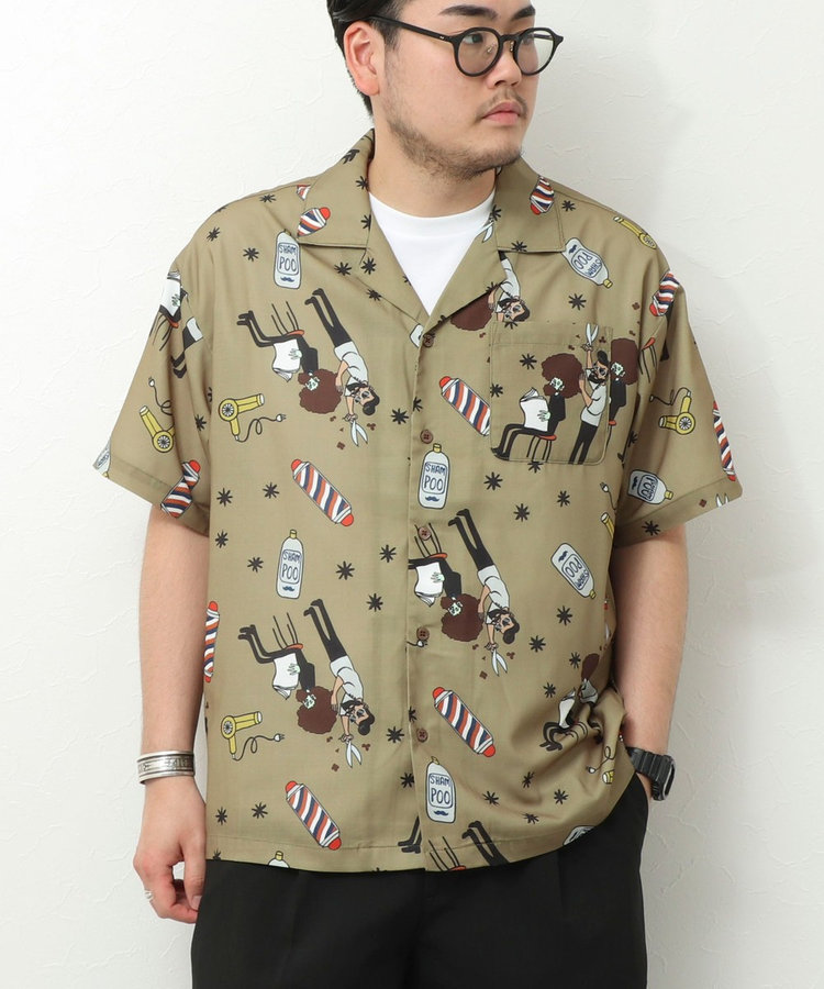 総柄 ショートスリーブ オープンカラーシャツ