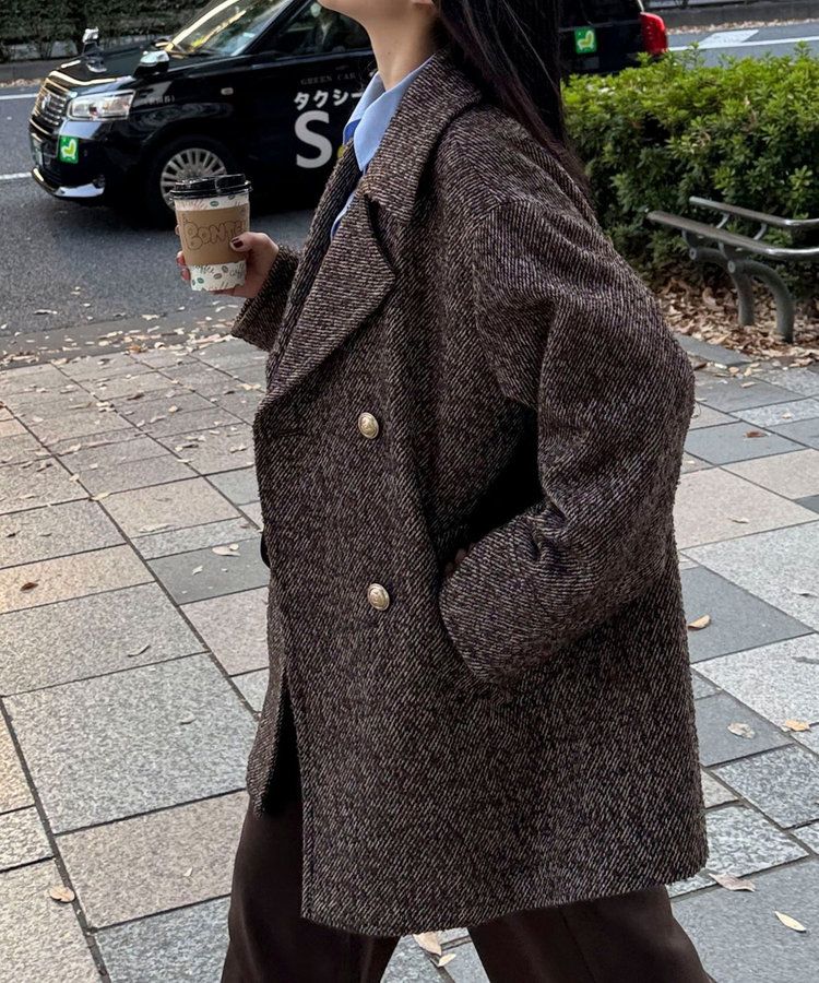 リバイバル/新色追加】ウール混ミドル丈Pコート（5-0021-6-28-002