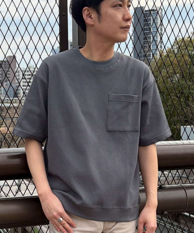 吸水速乾》PERFECTEXドライワッフル クルーネック Tシャツ（6-0804-2