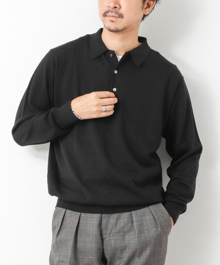 バトナー ウォッシュブルウール ニットポロ 1 ブラック バトナー ウォッシュブルウール ニットポロ 1 ブラック Batoner