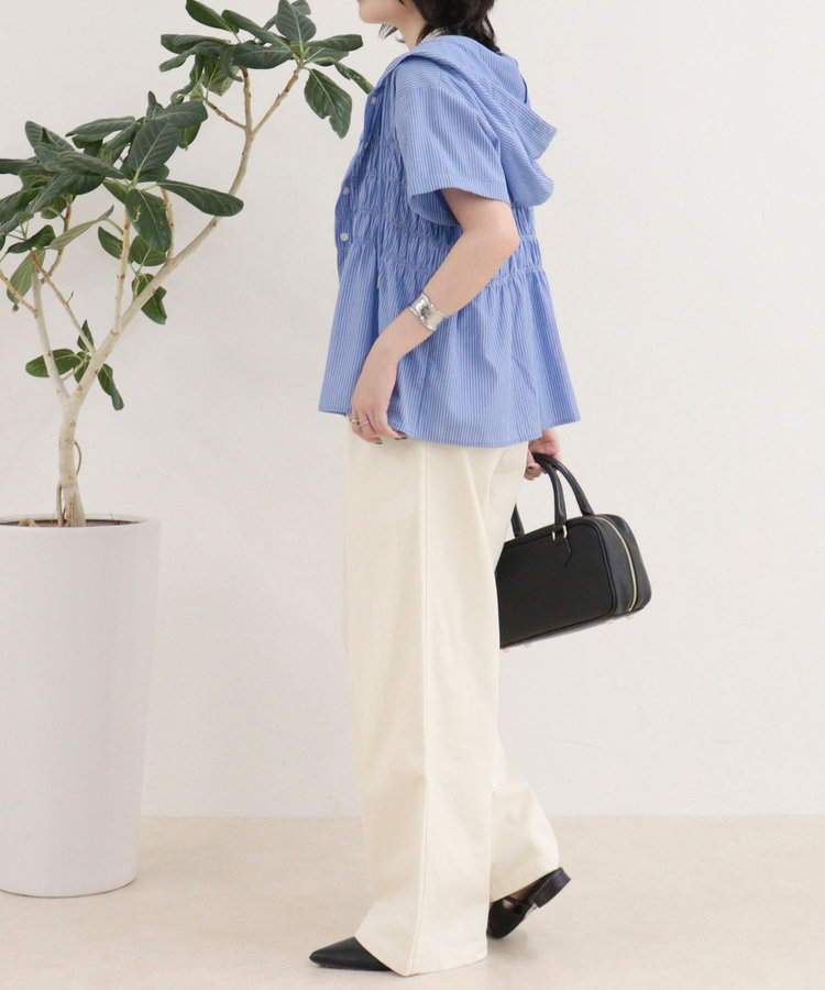 ［WEB限定 SPECIAL SALE！］シャーリングフーディシャツブラウス