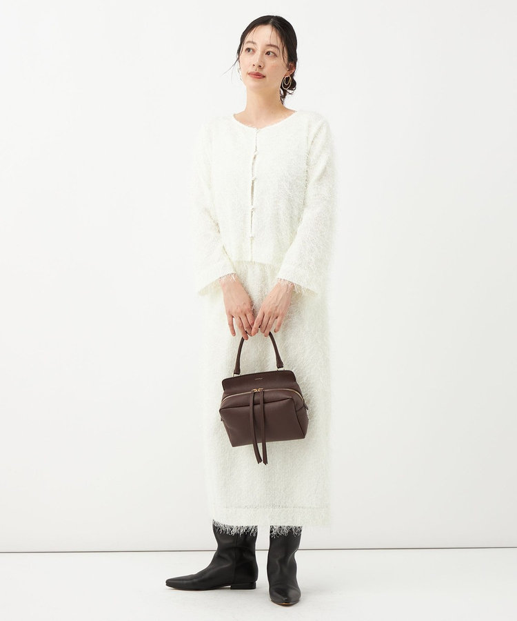 《セットアップ対応》ウォッシャブルラメフリンジタイトスカート