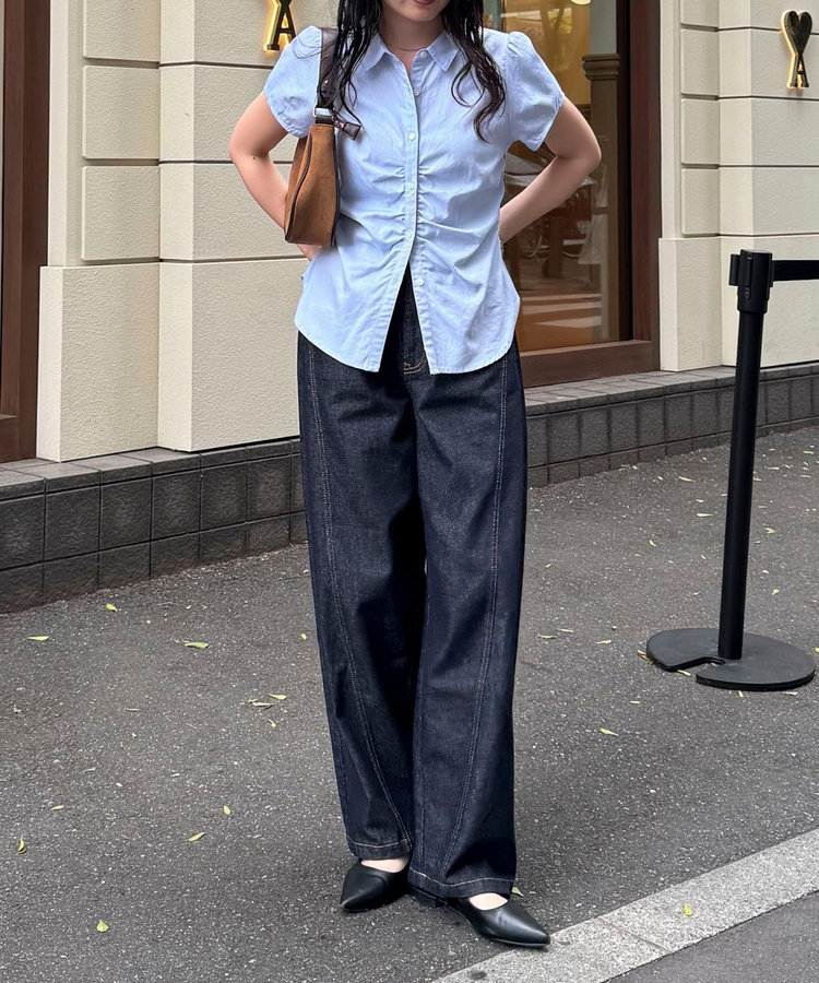 ライトオンス切替ワイドデニムパンツ