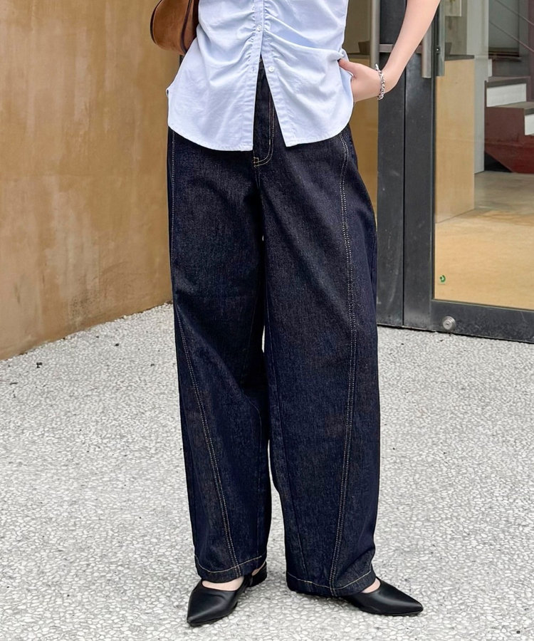 ライトオンス切替ワイドデニムパンツ