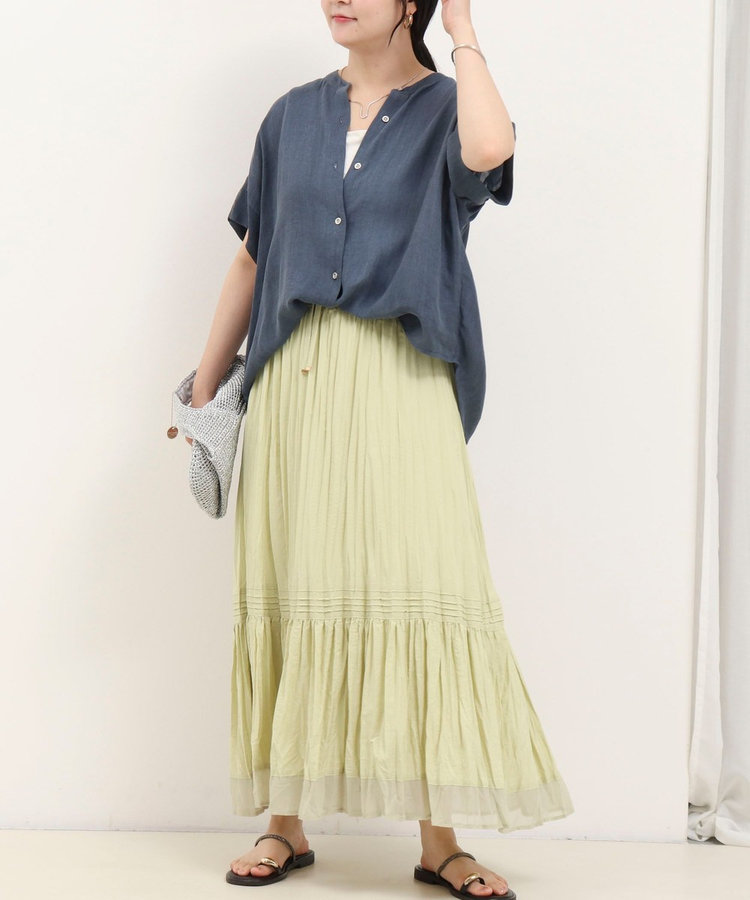 シアーデニムハーフスリーブシャツ