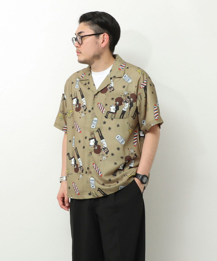 総柄 ショートスリーブ オープンカラーシャツ