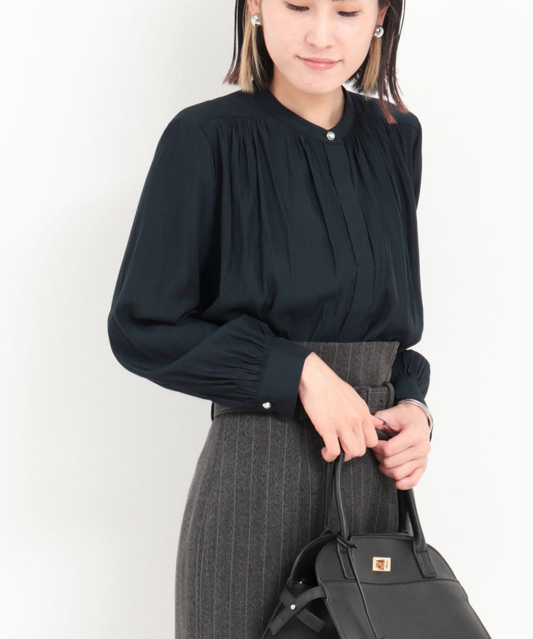 あんバター　#2075　新品　ブラウス　フリーサイズ　黒　３枚 セール】 【吸水速乾/UVケア/防シワ性】バックサテンアムンゼン