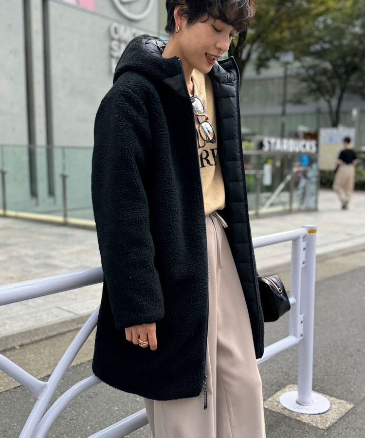 ◇【WEB限定】【TAION/タイオン】別注ボア×ダウンフードコート