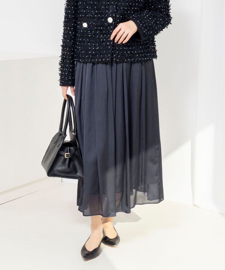 ウォッシャブルサテン楊柳ギャザースカート