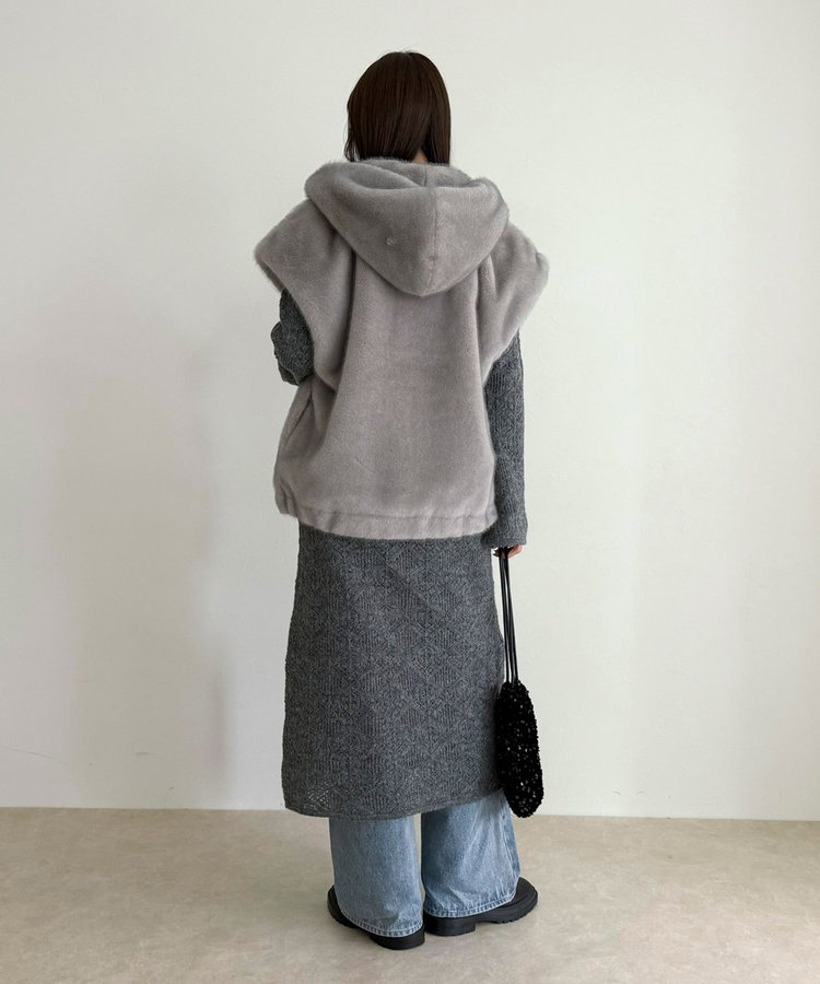 NOLLEY’Sグレー フード付きファーベスト NOLLEY'Sグレー フード付きファーベスト NOLLEY'Sグレー フード付き