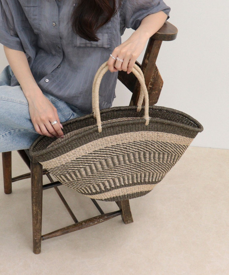【BAGMATI/バグマティ】配色柄アバカビッグトートバッグ