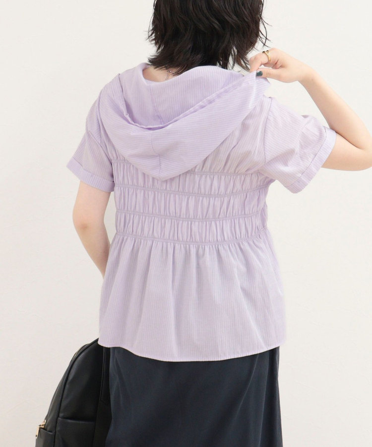 ［WEB限定 SPECIAL SALE！］シャーリングフーディシャツブラウス