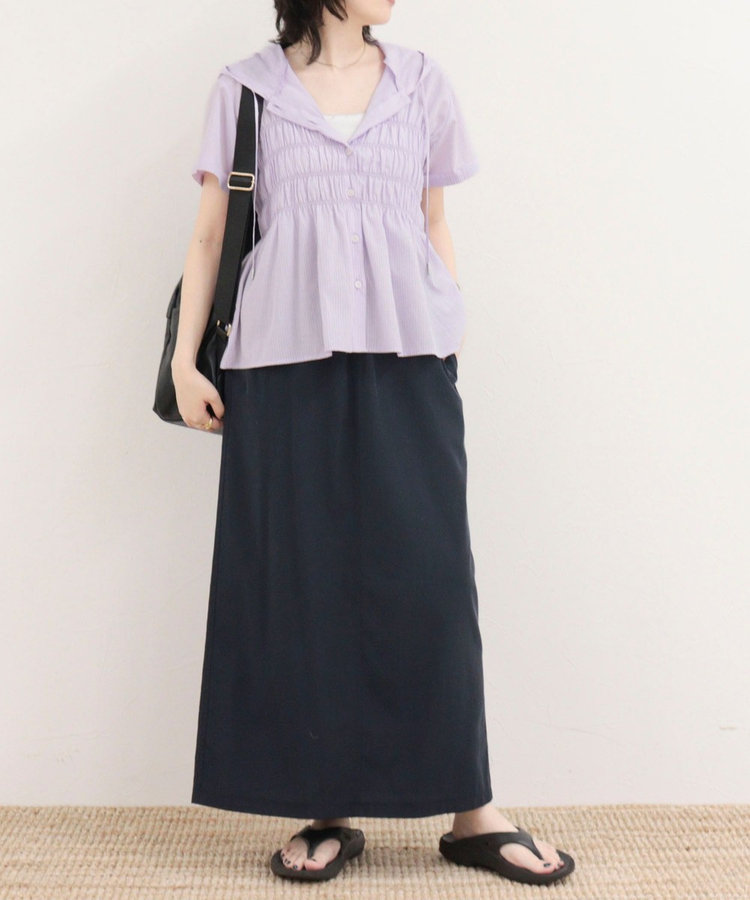 ［WEB限定 SPECIAL SALE！］シャーリングフーディシャツブラウス