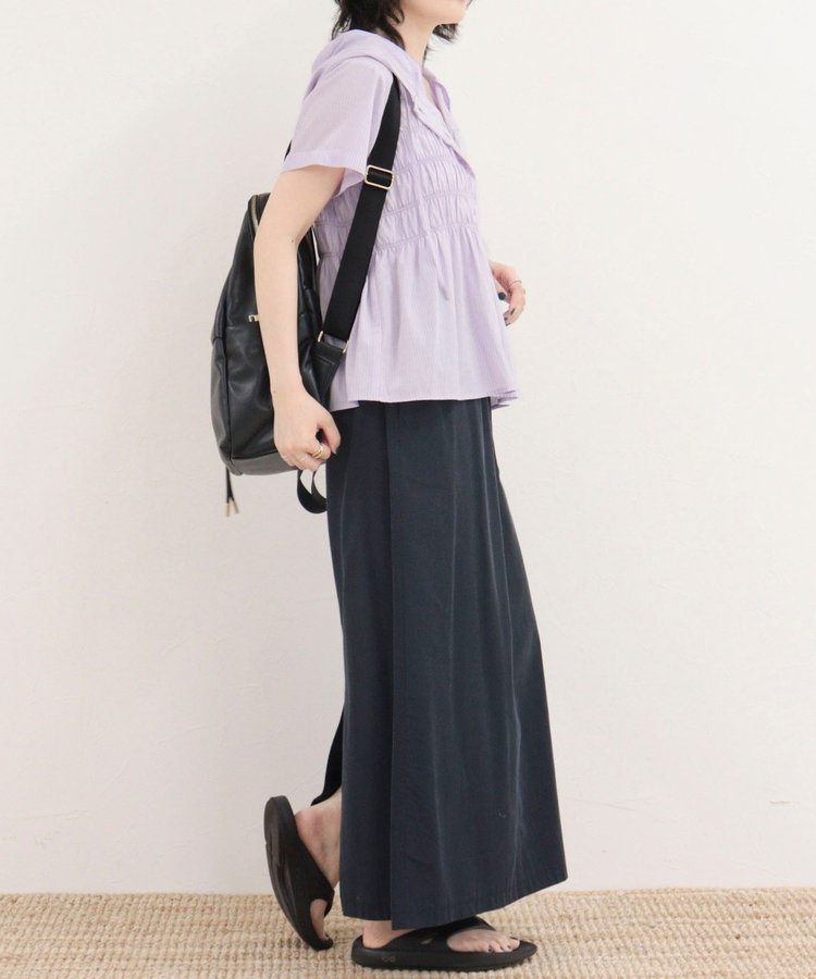 ［WEB限定 SPECIAL SALE！］シャーリングフーディシャツブラウス
