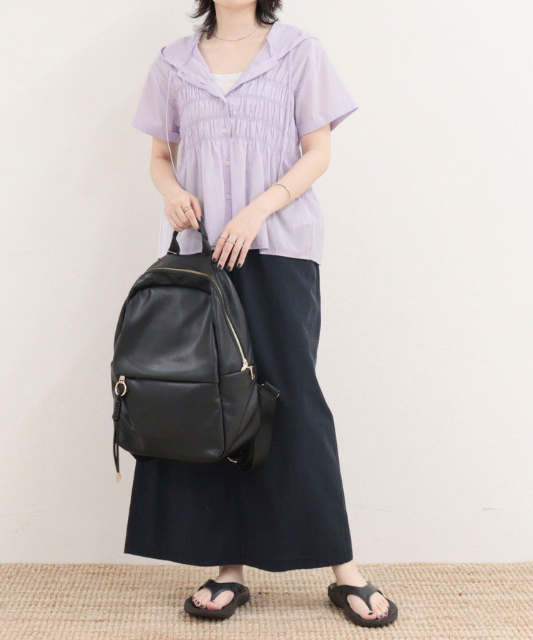 ［WEB限定 SPECIAL SALE！］シャーリングフーディシャツブラウス