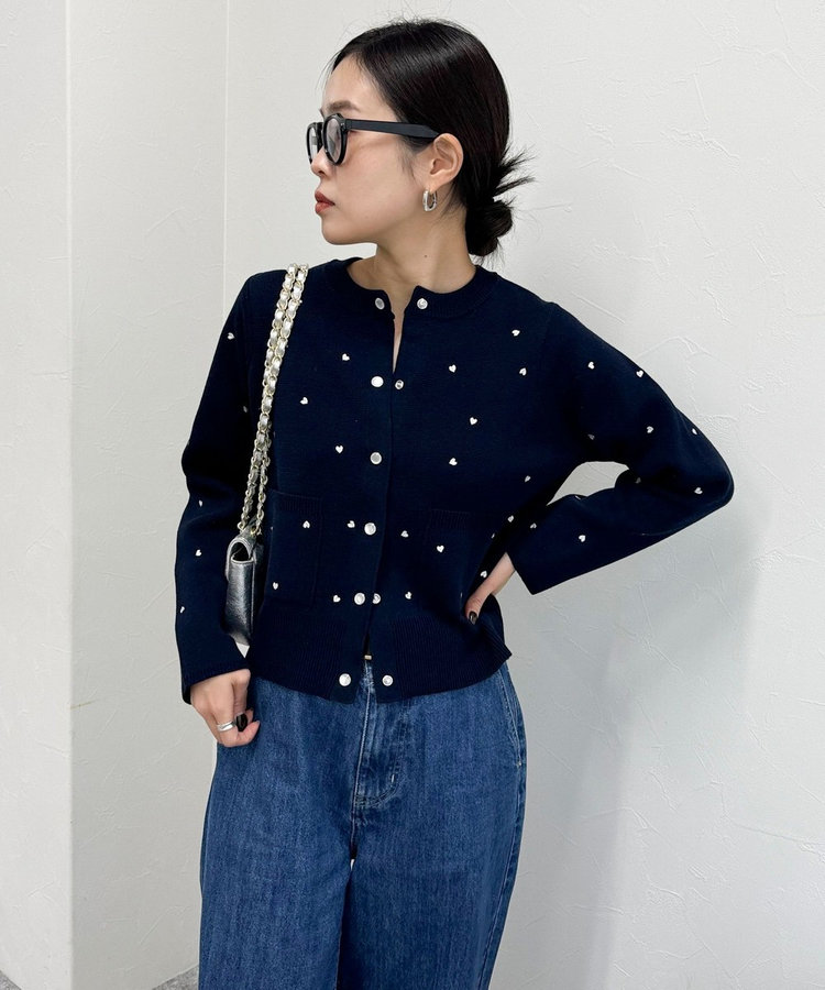 ハート刺繍ミラノリブカーディガン（5-0021-1-22-004）｜fredy
