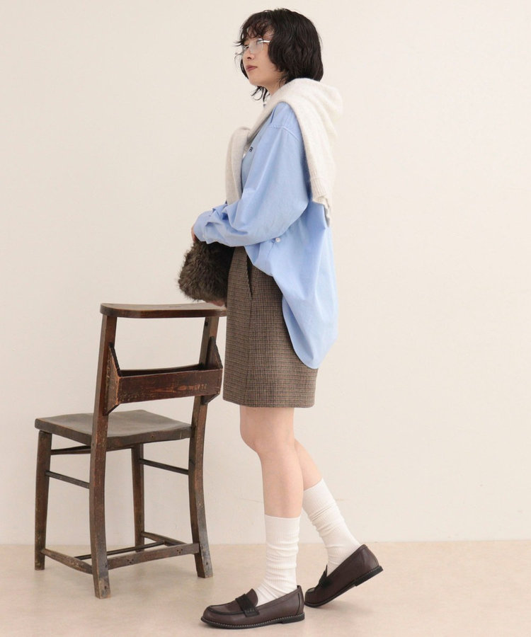 《セットアップ対応》ツィードチェックミニスカート