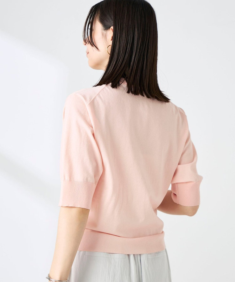 《手洗い可能》エアリーストレッチ5分袖Cネックカーディガン