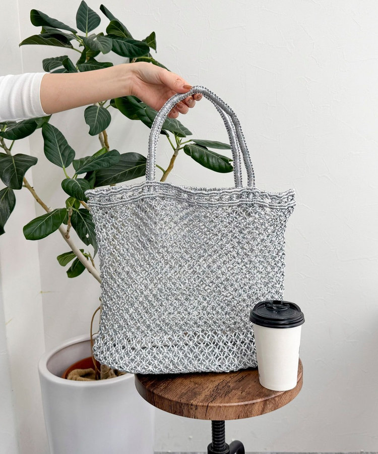 BAGMATI メタリック トート シルバー メッシュ かご コード The Bagmati】メタルコードメッシュ編みトートバッグ（5-0518-2