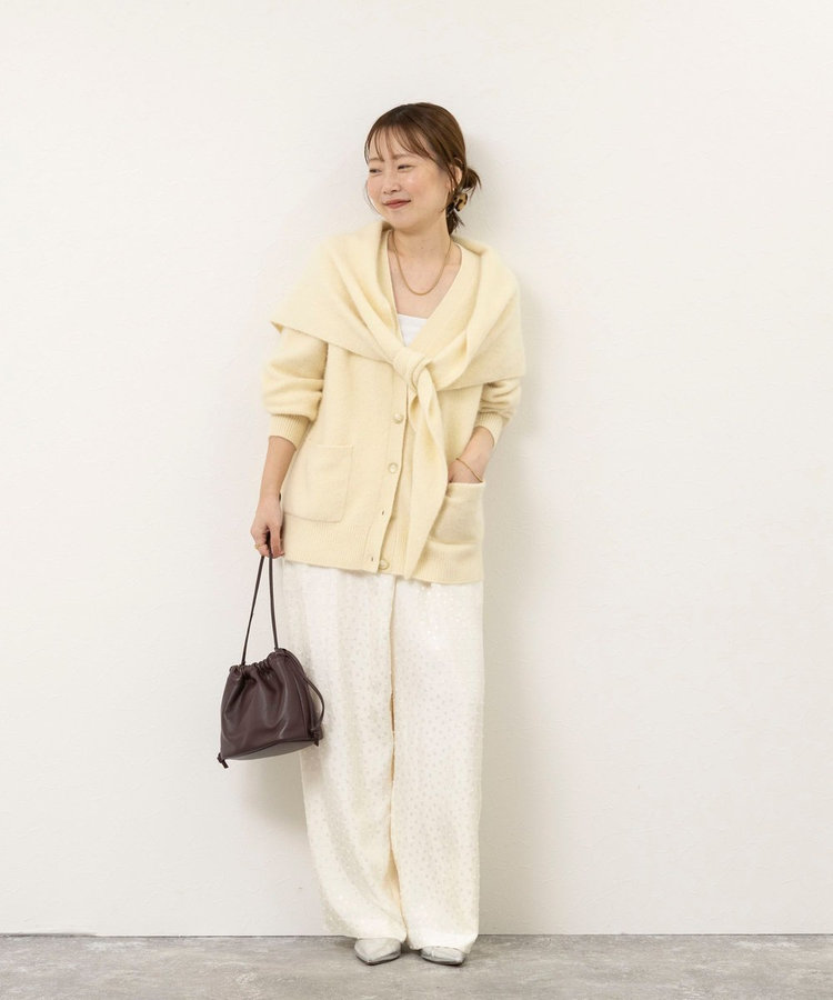 【一部WEB限定カラー】ウール混へアリーVネックカーディガン