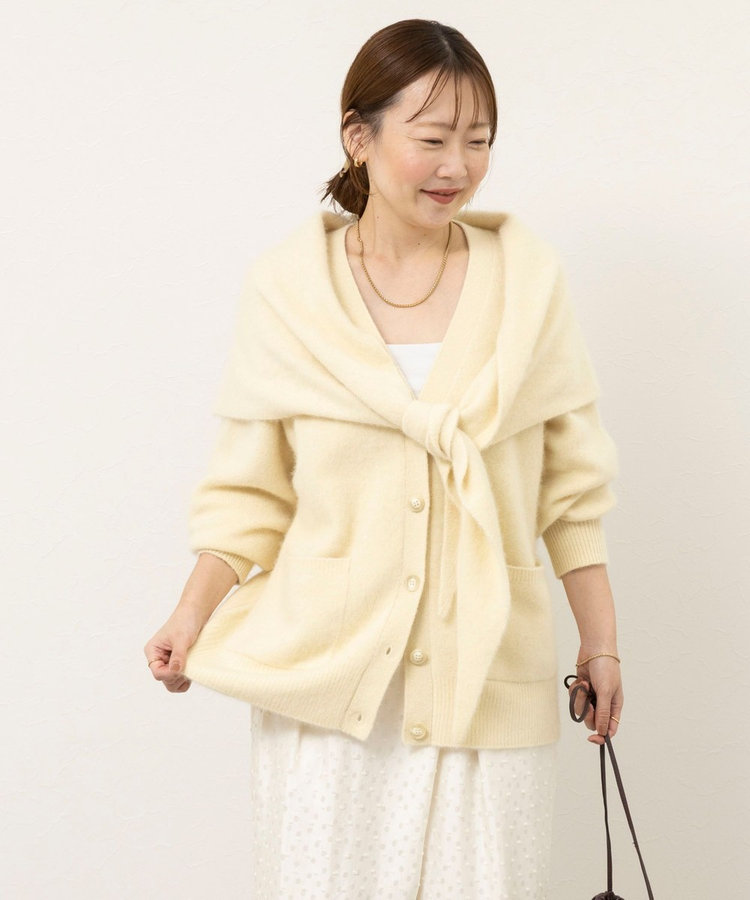 【一部WEB限定カラー】ウール混へアリーVネックカーディガン