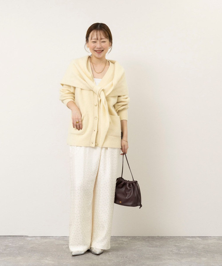 【一部WEB限定カラー】ウール混へアリーVネックカーディガン