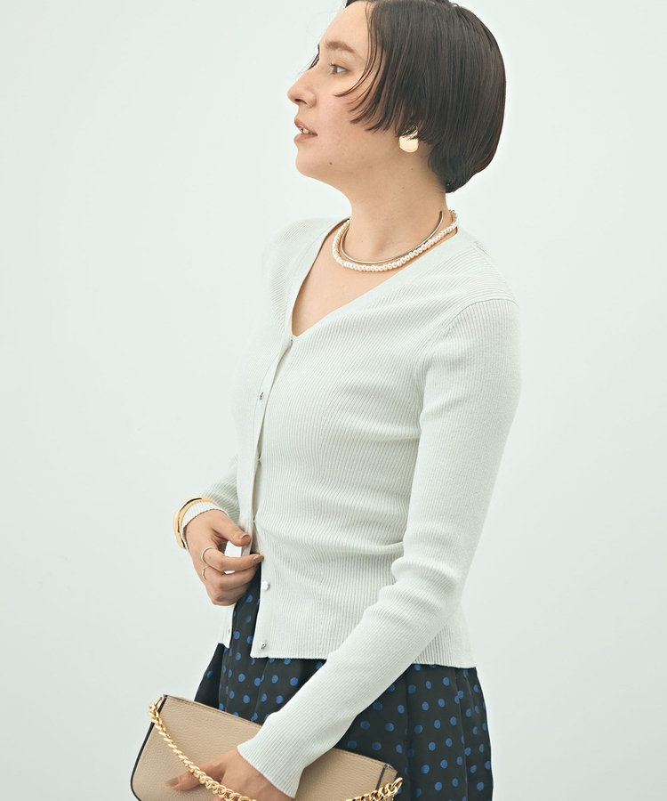 WEB限定 SPECIAL SALE！］《手洗い可能》リブ斜め柄Vネック