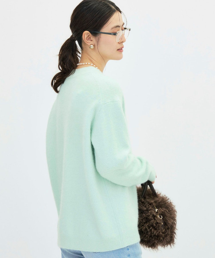 《手洗い可能》ヘアリー長めVネックカーディガン