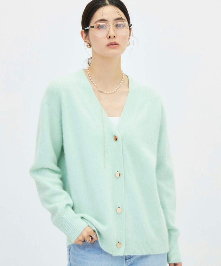《手洗い可能》ヘアリー長めVネックカーディガン