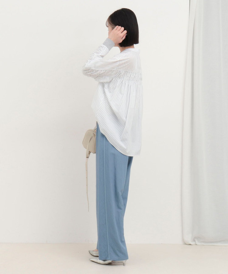 サイドラインデニムワイドパンツ