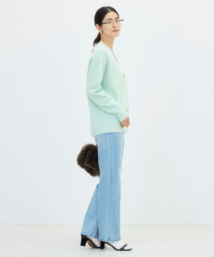《手洗い可能》ヘアリー長めVネックカーディガン