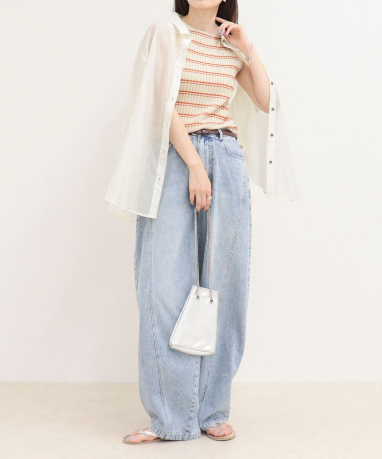 ［WEB限定 SPECIAL SALE！］ボーダーリブニットノースリーブプルオーバー