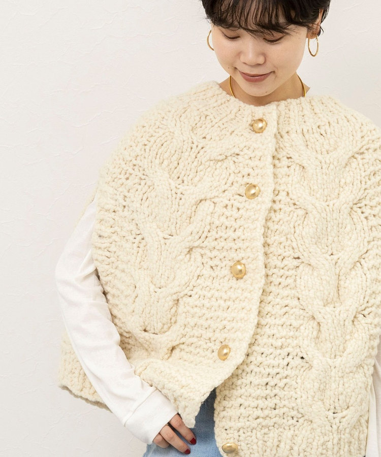 【IRONING/アイロニング】long cable cape